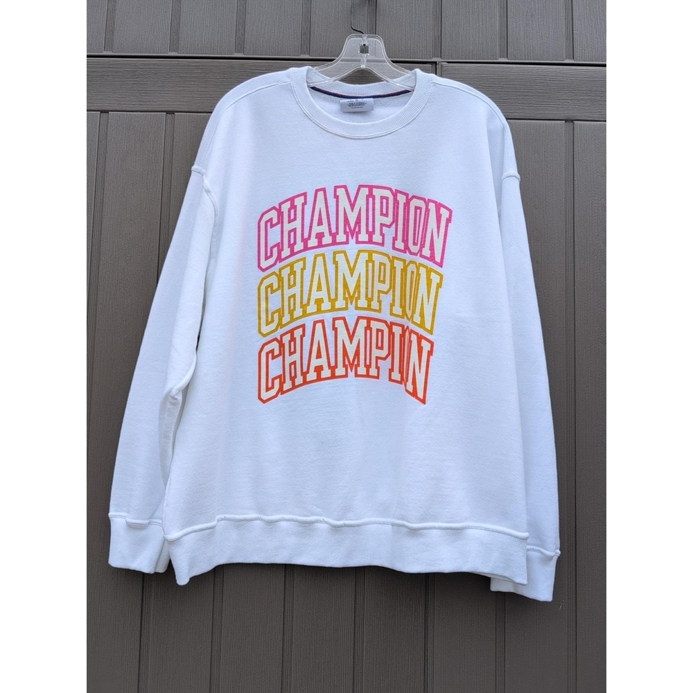 White Champion crewneck sweatshirt 2X Crewneck Champion Logo DoubleX Plus Size